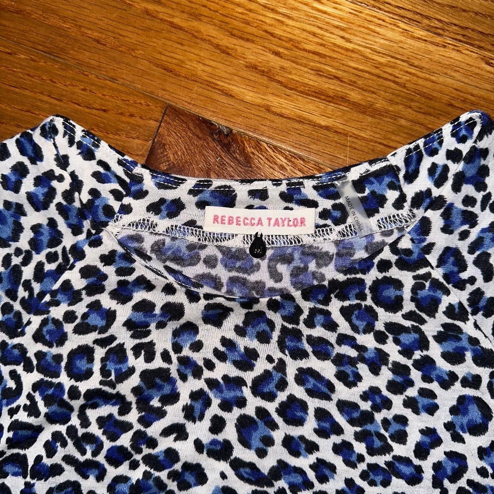 Rebecca Taylor Blue Animal Print Sleeveless Blouse Size M. - Picture 3 of 3
